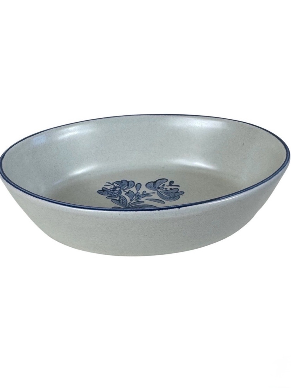 Pfaltzgraff Yorktowne Oval Vegetable Serving Bowl 240 Blue Floral Gray Stoneware